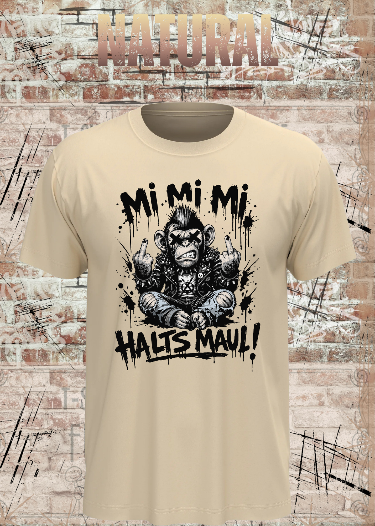 Mi Mi Mi Halt’s Maul Affe T-Shirt – Freches Punk Statement Shirt