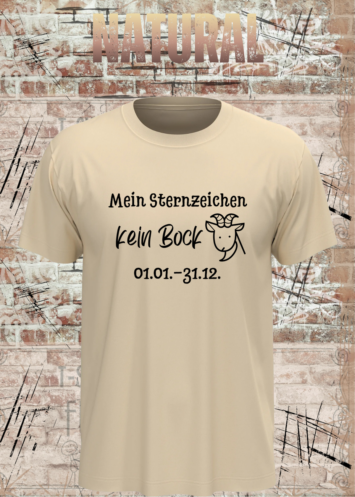 Mein Sternzeichen Kein Bock T-Shirt in Natural.