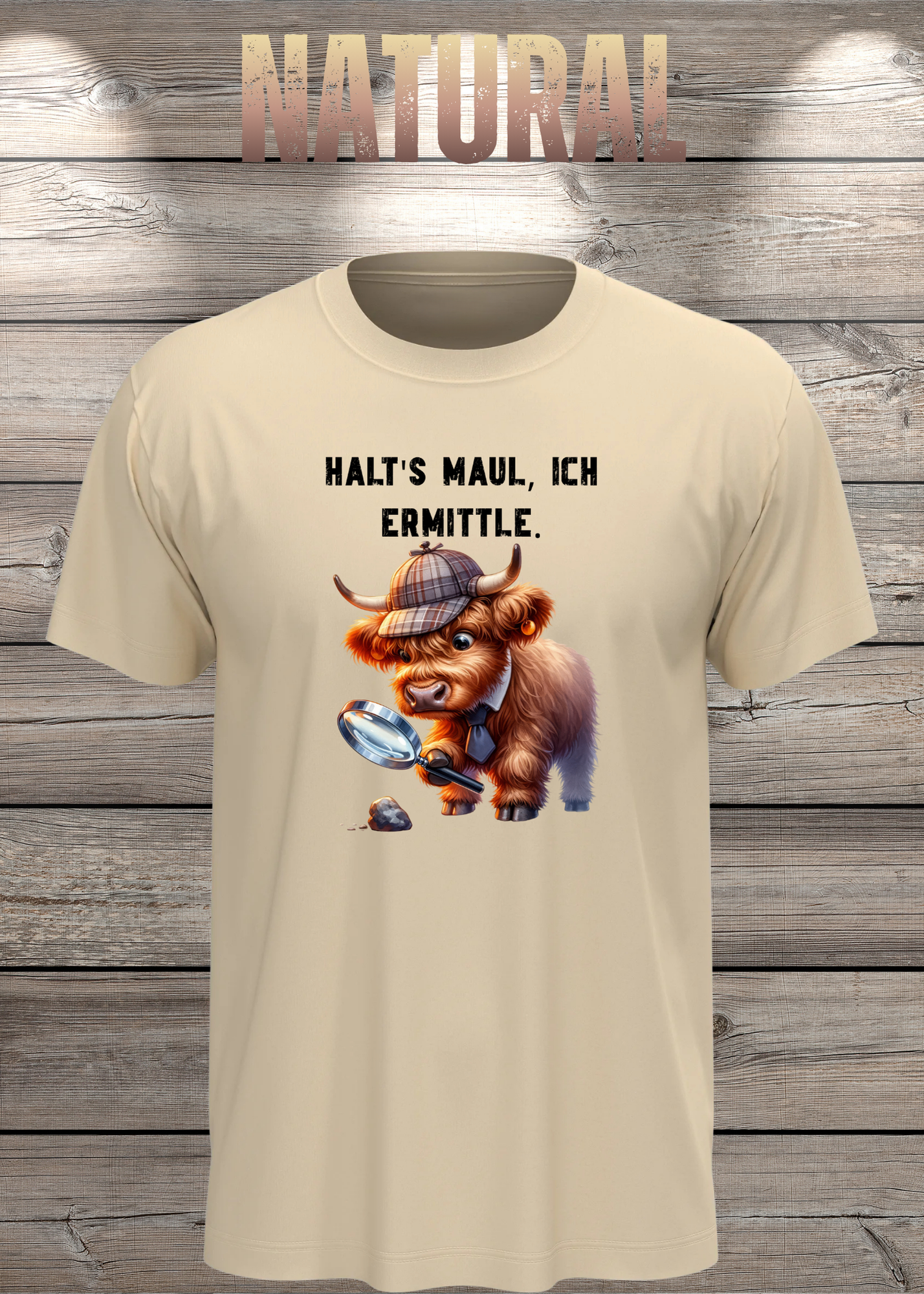 Highland Kuh Unisex T-Shirt - Haltś maul, ich ermittle! - Lustiges Detektiv-Shirt
