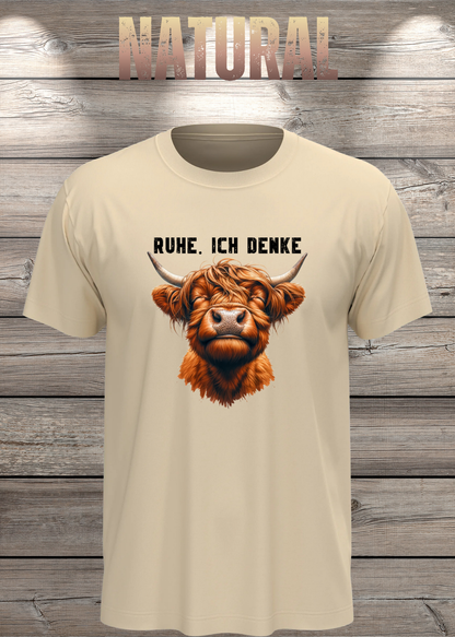 Unisex-T-Shirt „Ruhe. Ich denke“ in Natural.