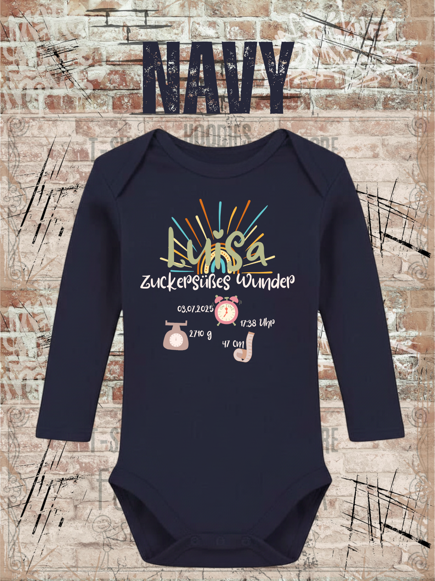Baby Body Zuckersüßes Wunder personalisierbar mit Geburtsdatum Größe und Gewicht Baby Body Geschenkidee Newborn Baby Body