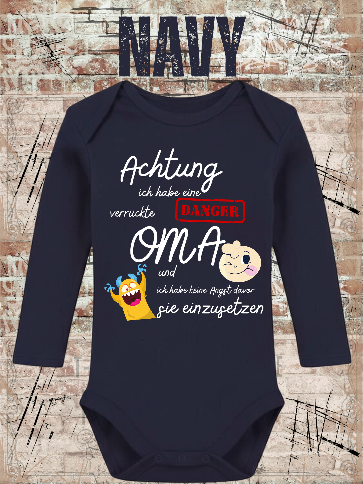 Baby Body 'Achtung verrückte Oma' - Lustiger Spruch | Geschenk Geburt & Geburtstag