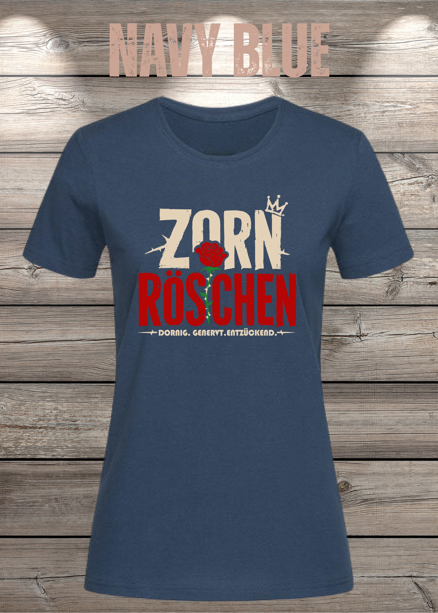 Zorn Röschen – Rockiges Damen T-Shirt mit Rose