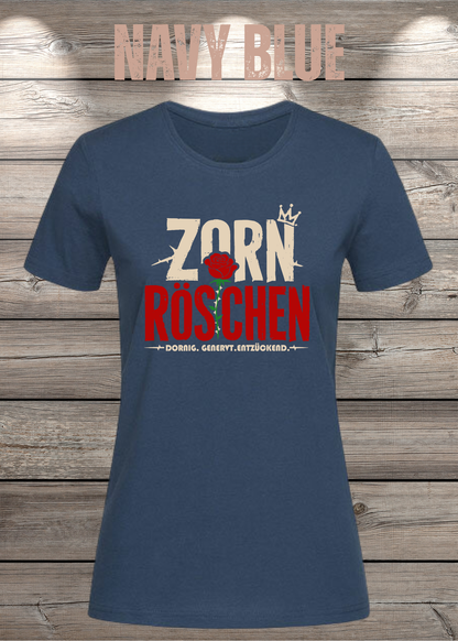 Zorn Röschen – Rockiges Damen T-Shirt mit Rose