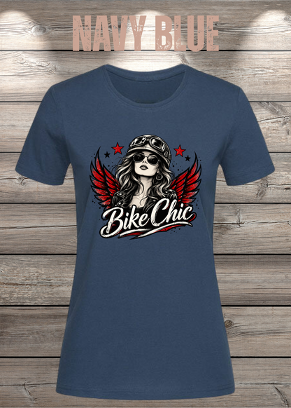 Bike Chic – Damen Biker T-Shirt | Rockiges Motorrad Shirt