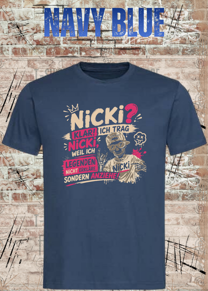 Unisex-T-Shirt „Ich trag Nicki“ in Navy Blue.
