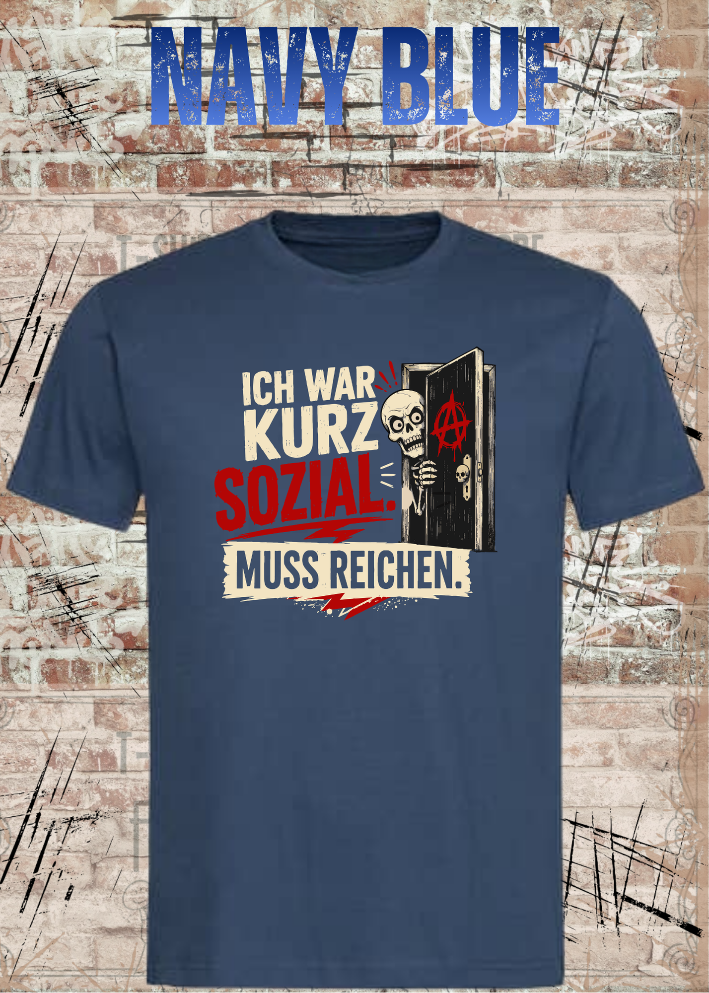Ich war kurz sozial – Lustiges Skelett Unisex T-Shirt