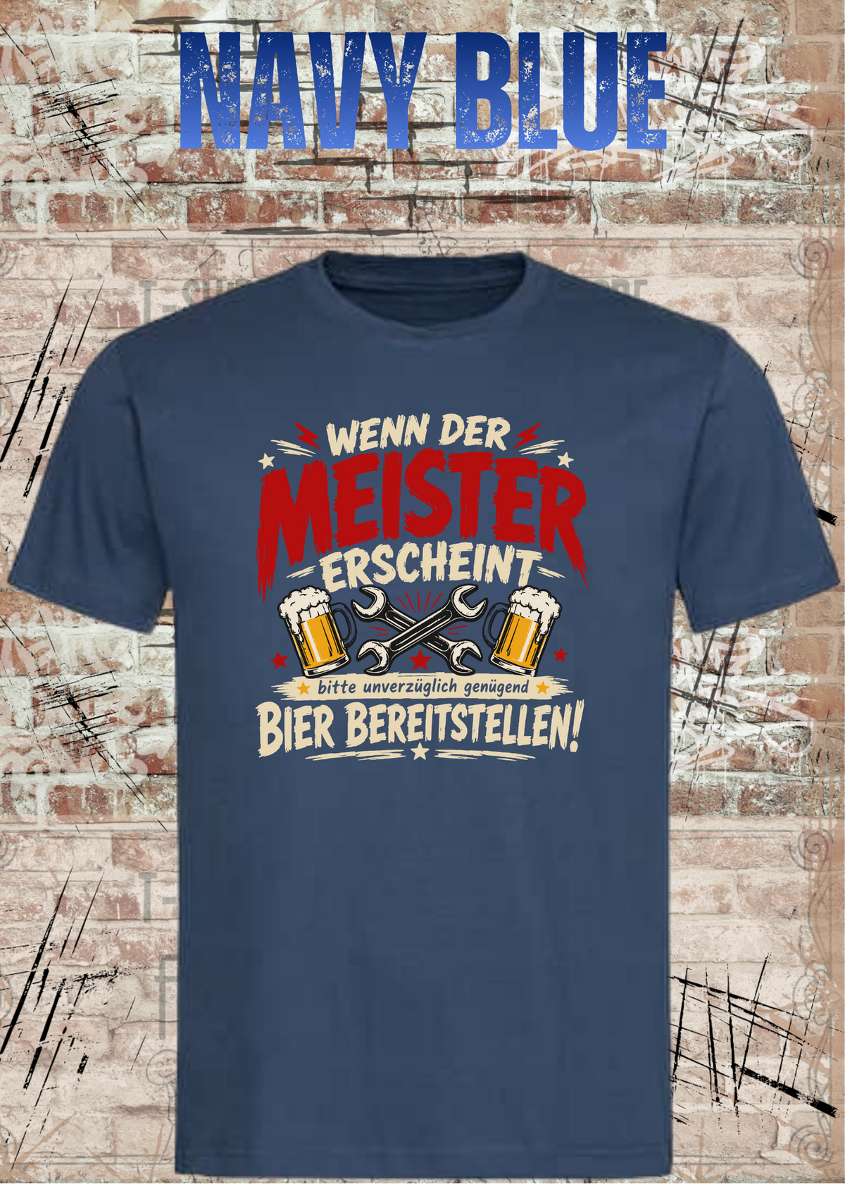 Wenn der Meister erscheint – Bier bereitstellen – Lustiges Unisex T-Shirt