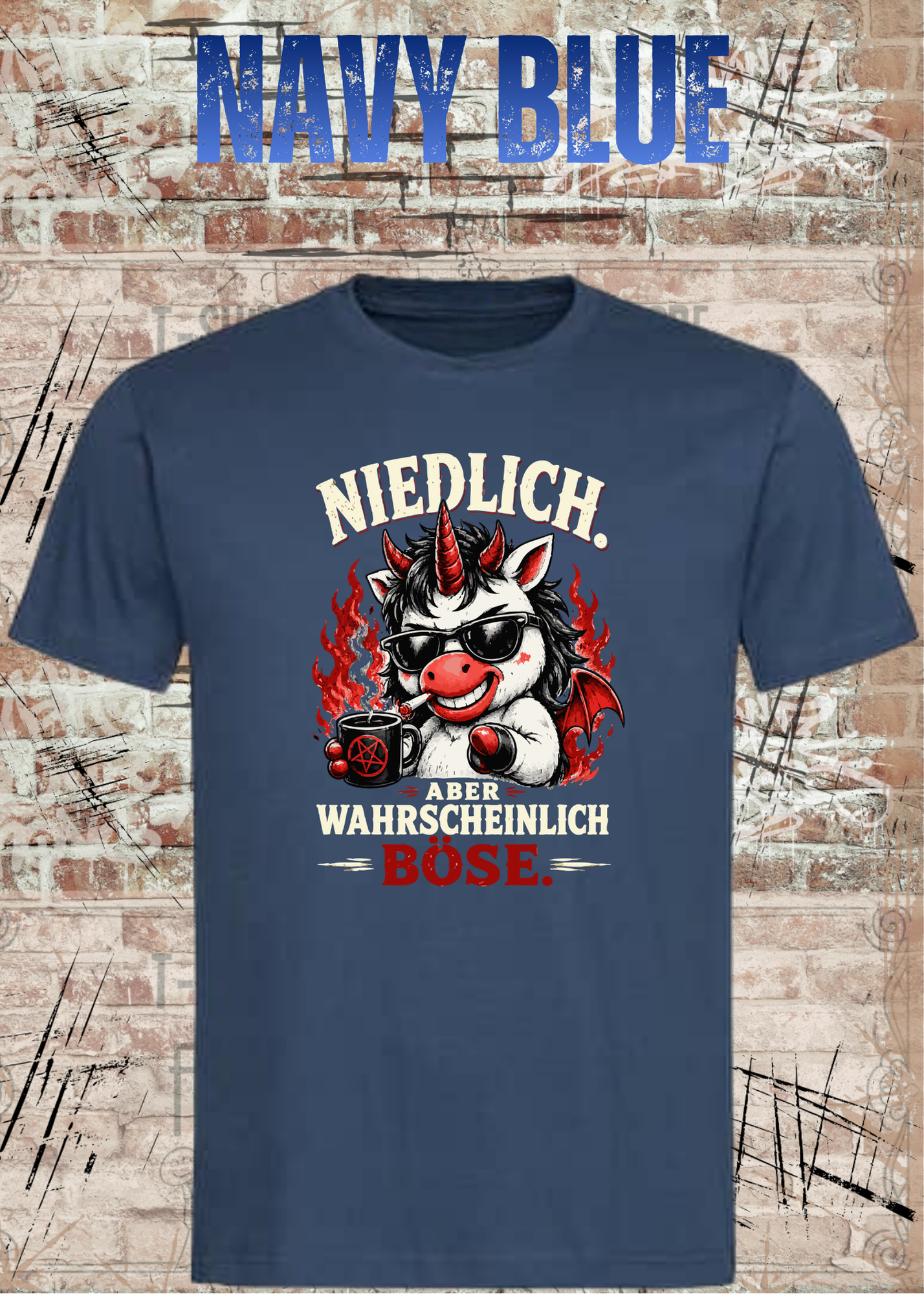 Niedlich aber wahrscheinlich böse – Lustiges Unisex T-Shirt mit Einhorn Motiv