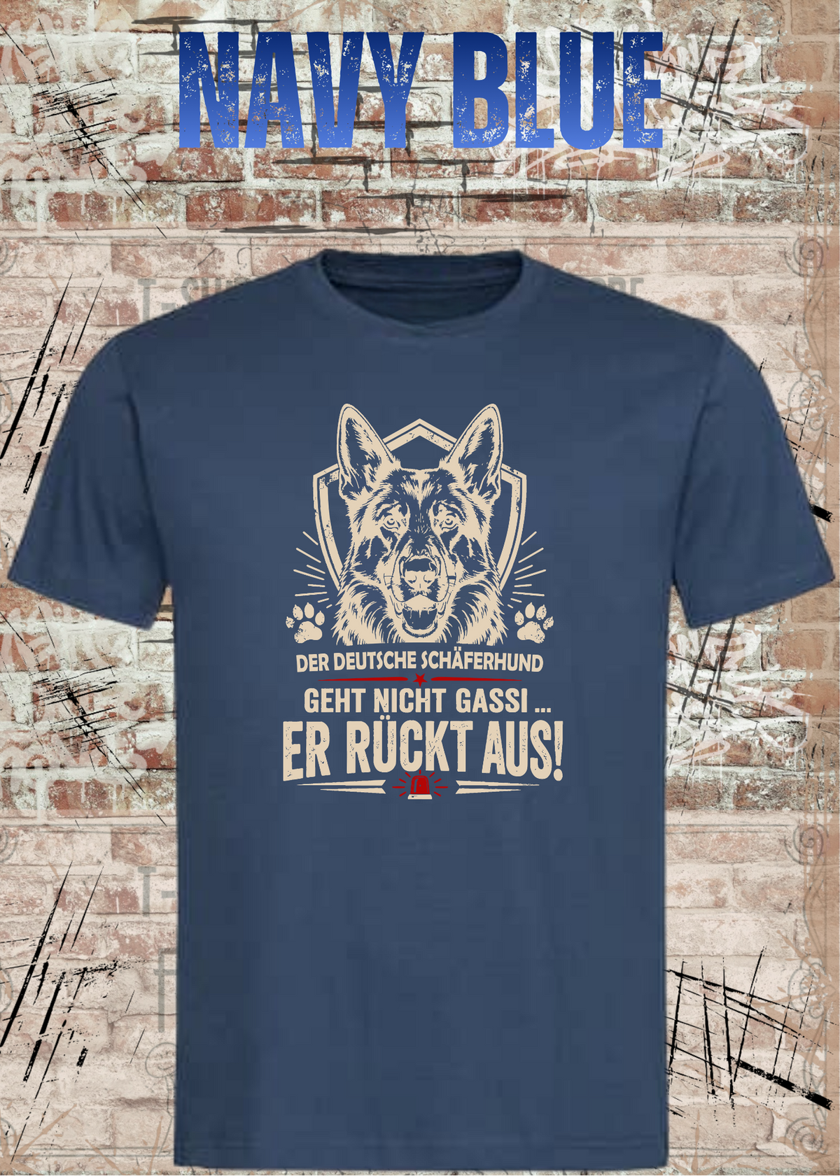 Schäferhund T-Shirt „Er rückt aus“ – Hundeshirt