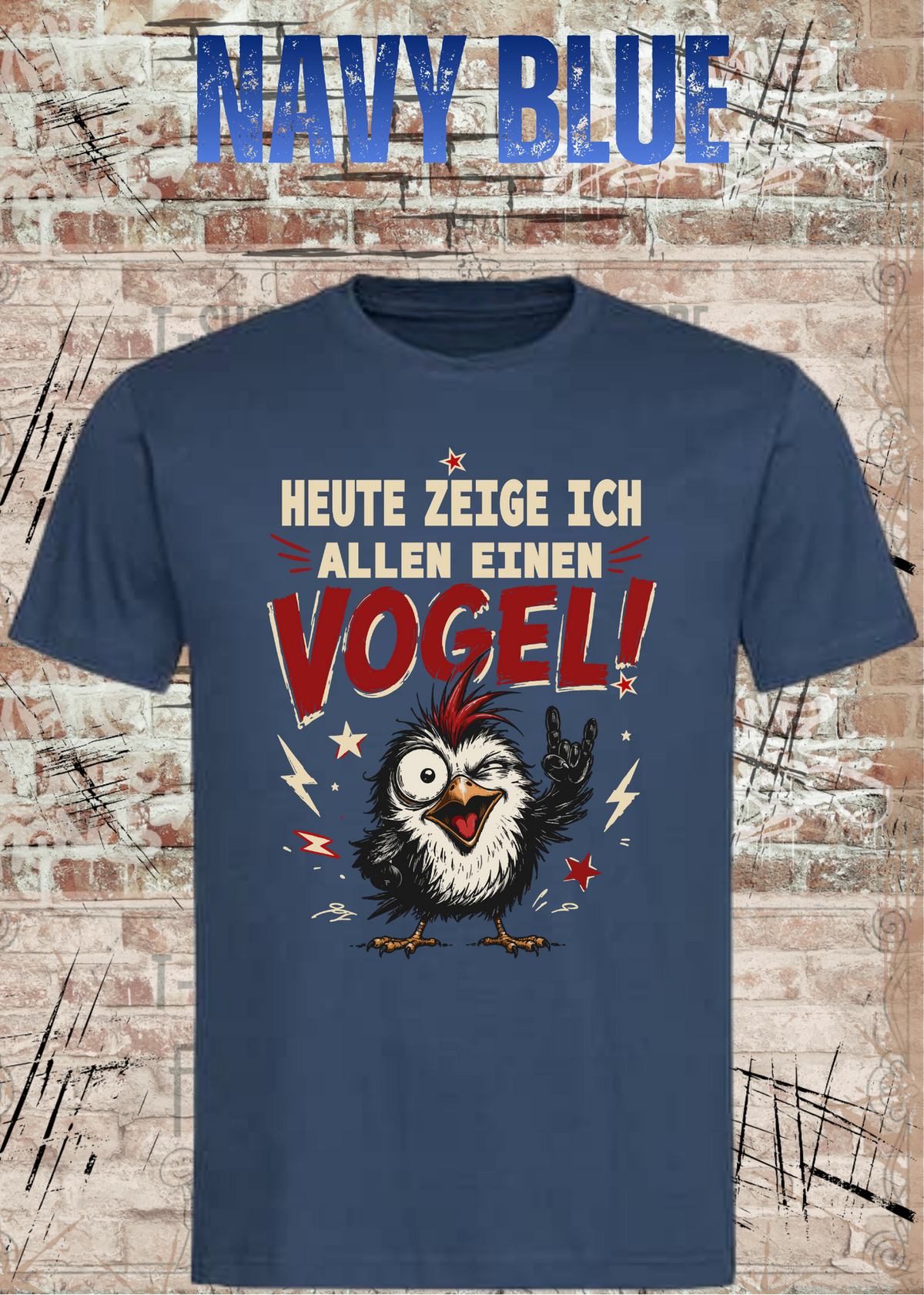 Heute zeige ich allen einen Vogel – Lustiges Unisex T-Shirt