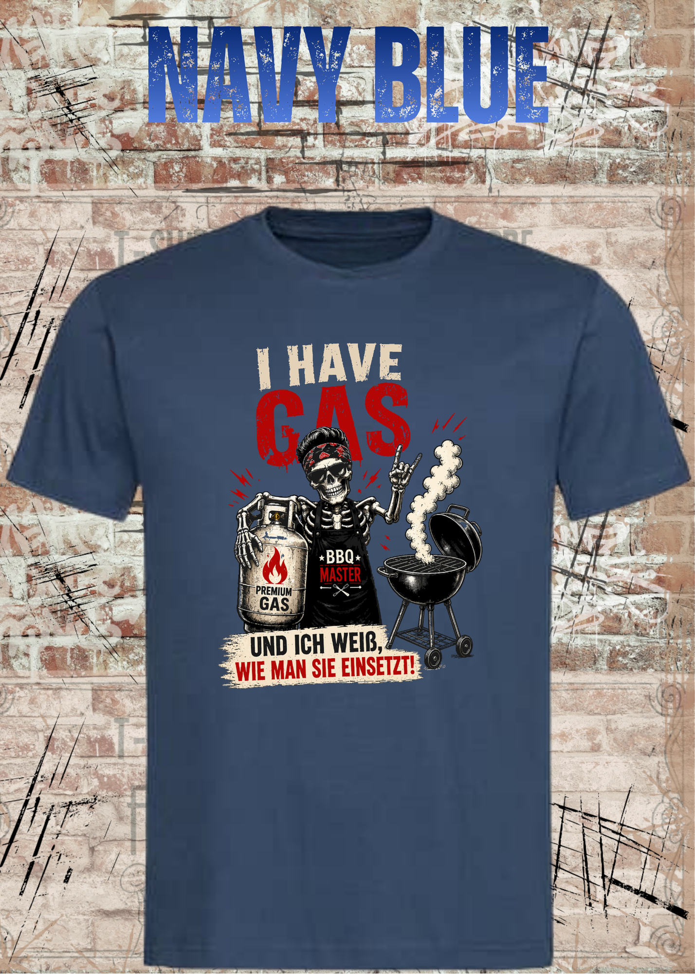 Grillmeister T-Shirt „I Have Gas“ – Skelett BBQ
