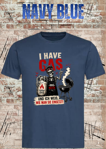 Grillmeister T-Shirt „I Have Gas“ – Skelett BBQ