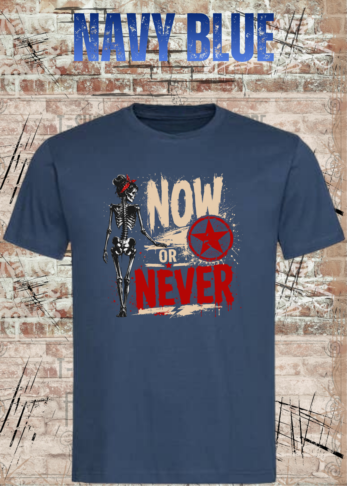 Now or Never Shirt – Rockiges Unisex T-Shirt mit Totenkopf & Vintage Grunge Design