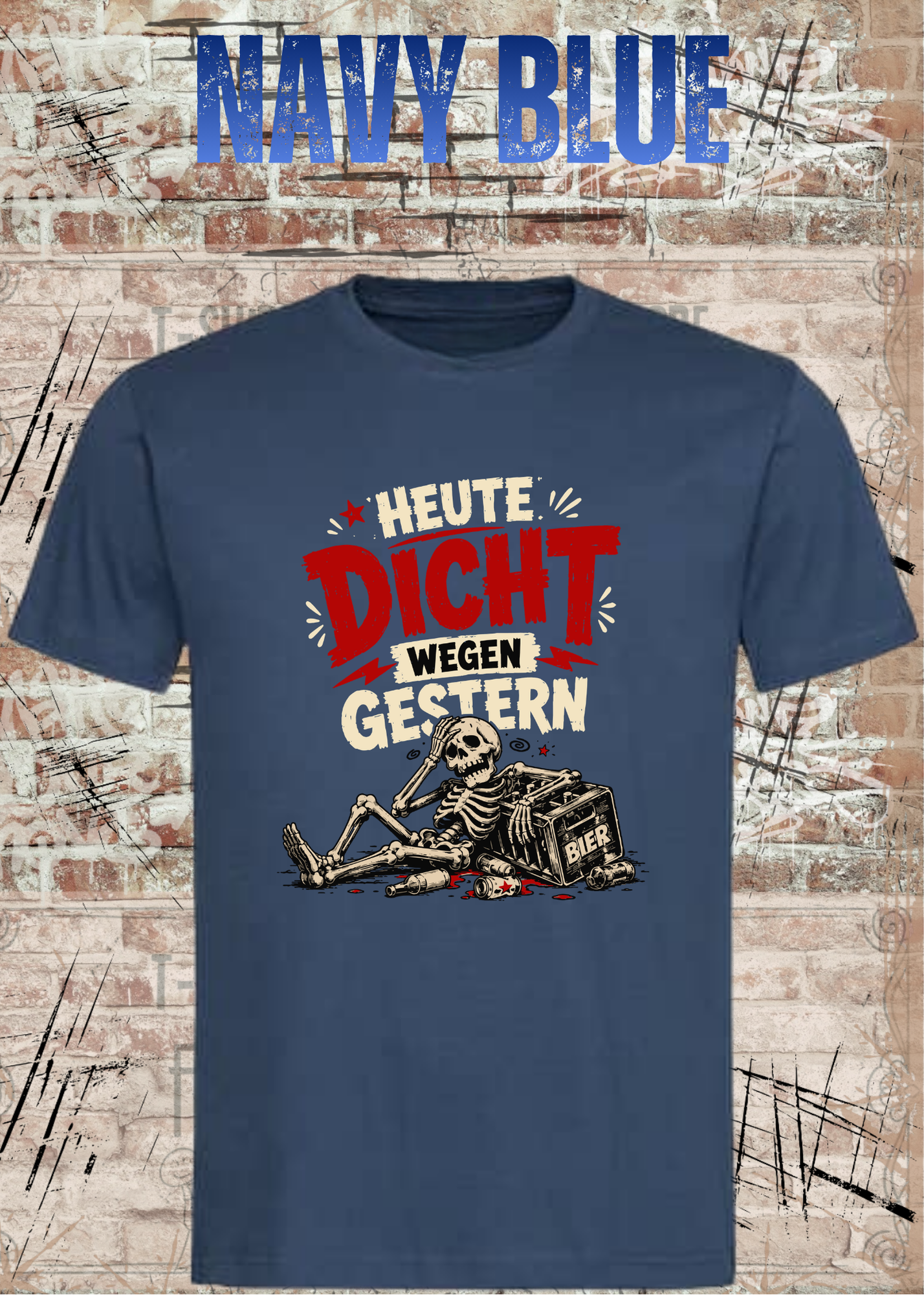 Heute dicht wegen gestern – Lustiges Party T-Shirt mit Skelett