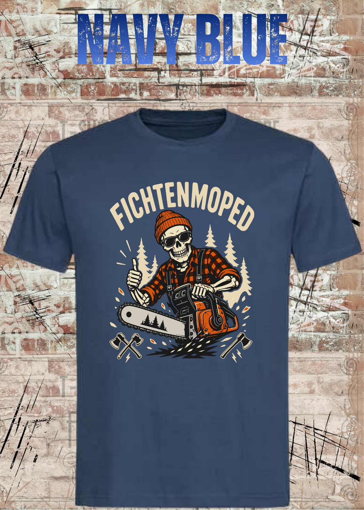 Herren-T-Shirt „Fichtenmoped“ in Navy Blue.