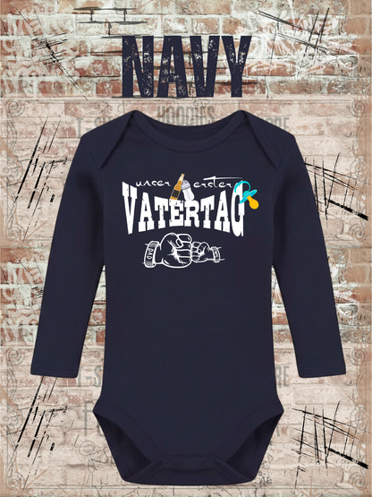 Jungen Baby Body Unser erster Vatertag in Navy.