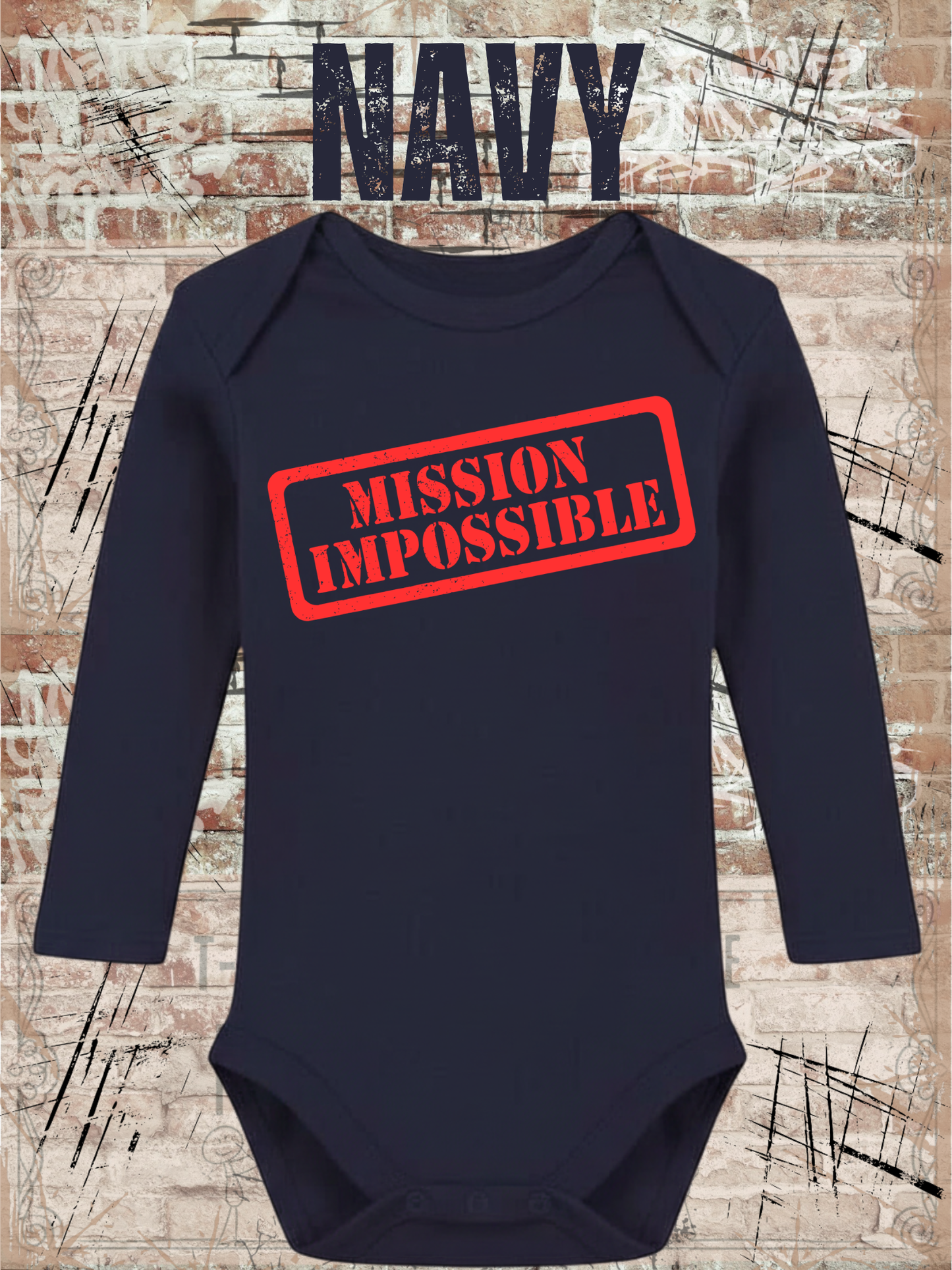 Baby Body Langarm Mission Impossible | Bio-Baumwolle Strampler
