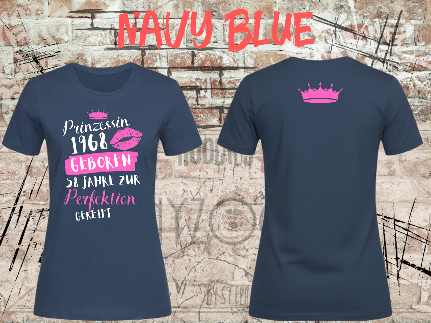 T-Shirt Prinzessin 1968 - 58 Jahre zur Perfektion gereift - Personalisierbar mit Geburtsjahr & Alter
