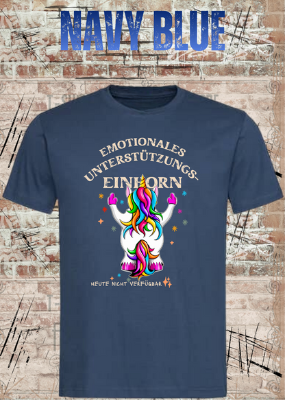 Emotionales Unterstützungs-Einhorn T-Shirt in Navy Blue.