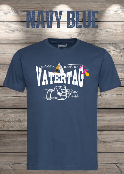 Herren T-Shirt für Papas mit Mädels Unser erster Vatertag Partnerschirt Vater Tochter T-Shirt in Navy Blue.