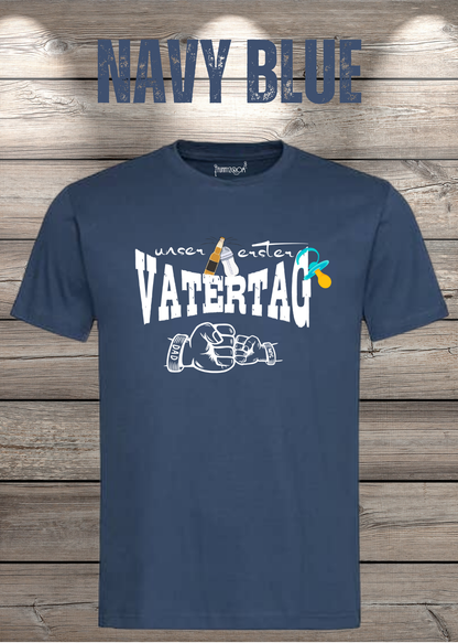 Herren T-Shirt für Papas mit Jungs Unser erster Vatertag Partnerschirt Vater Sohn T-Shirt in Navy Blue.