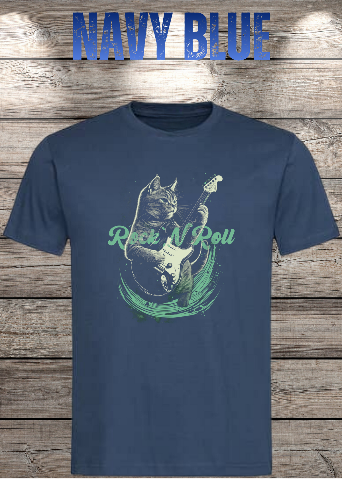 Katzenrocker – Rock n Roll Unisex T-Shirt für Musikliebhaber in Navy Blue.
