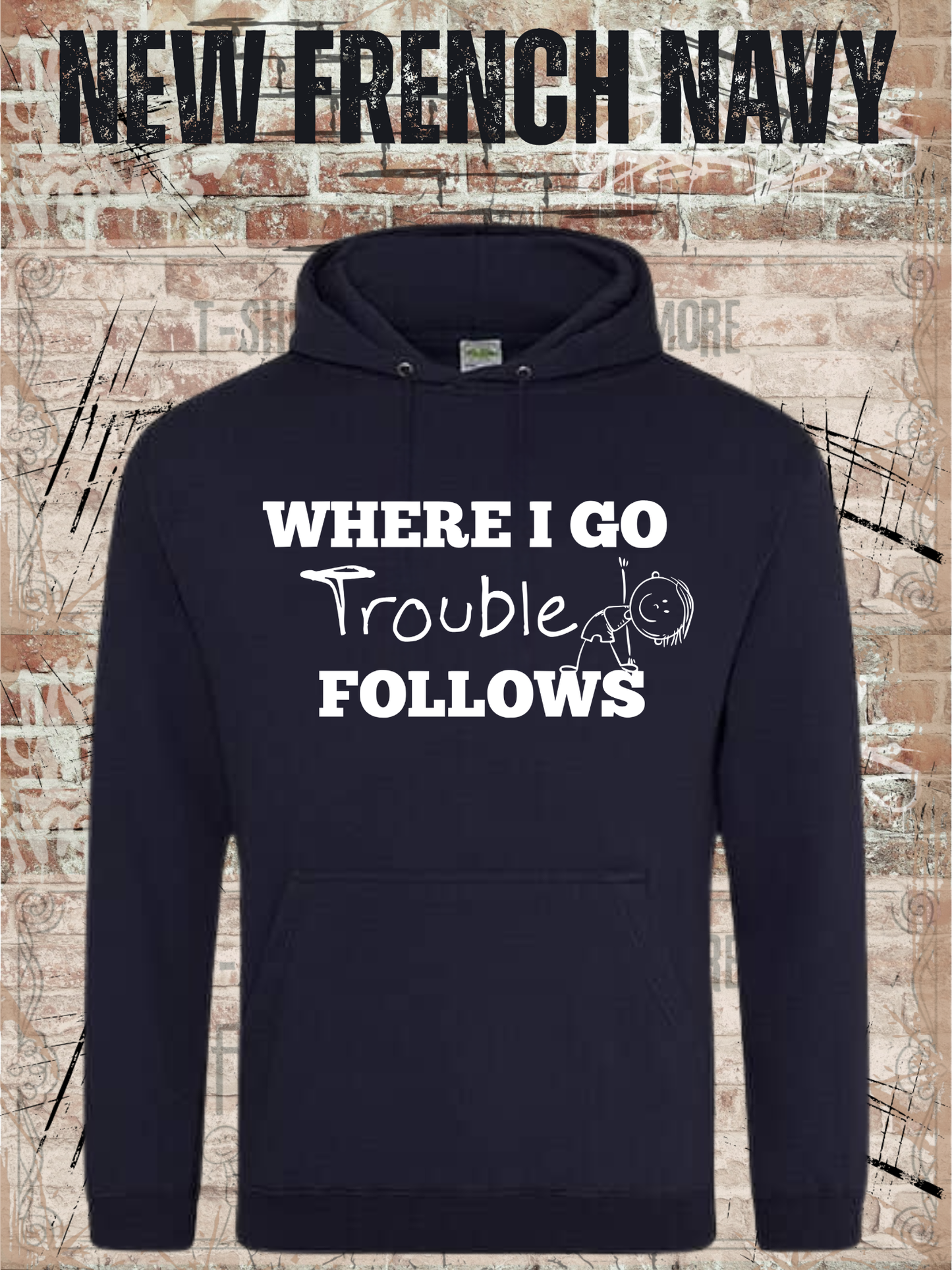 Eltern Hoodie 'Where I Go Trouble Follows' – Partnerlook mit Sohn | Unisex Kapuzenpulli