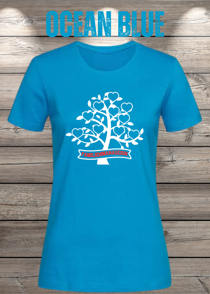Familienmanagerin T-Shirt Damen – Herzbaum in Ocean Blue.