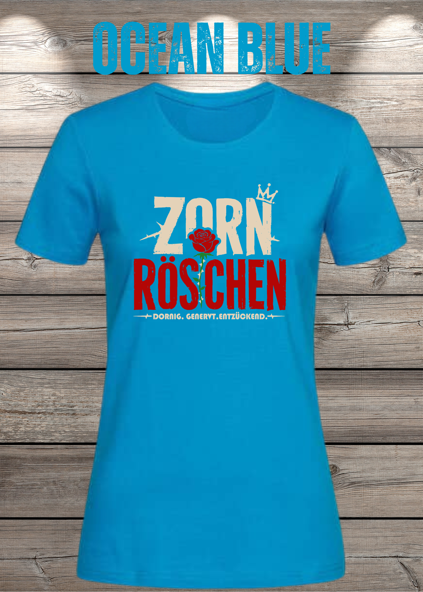 Zorn Röschen – Rockiges Damen T-Shirt mit Rose