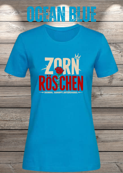 Zorn Röschen – Rockiges Damen T-Shirt mit Rose