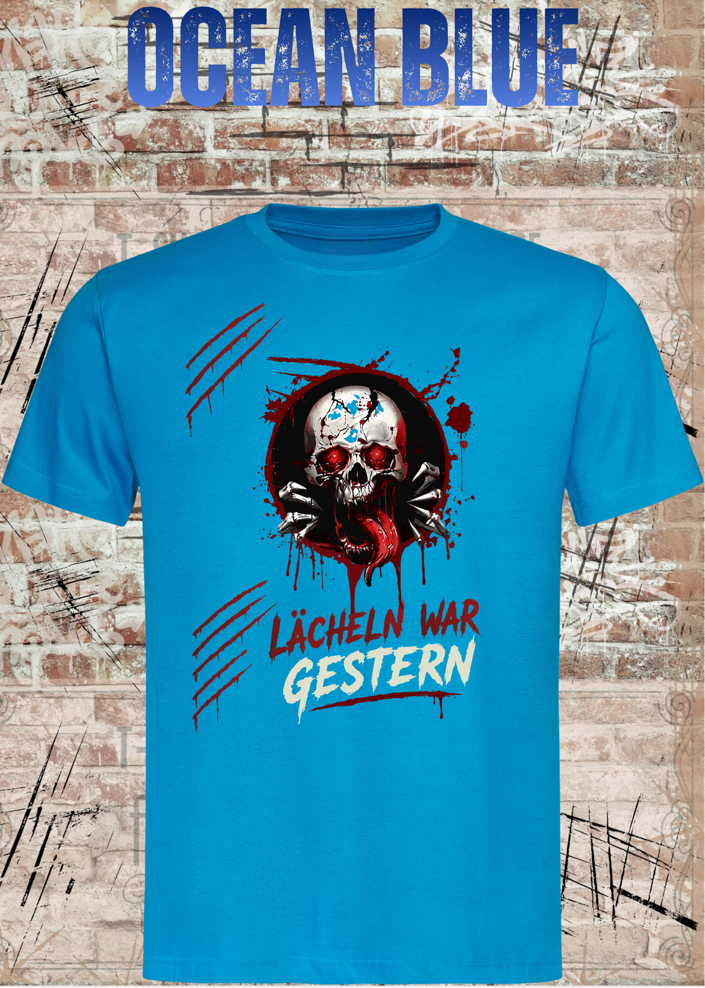 Rock & Metal T-Shirt "Lächeln war gestern" | Totenkopf Horror Shirt | Gothic Unisex