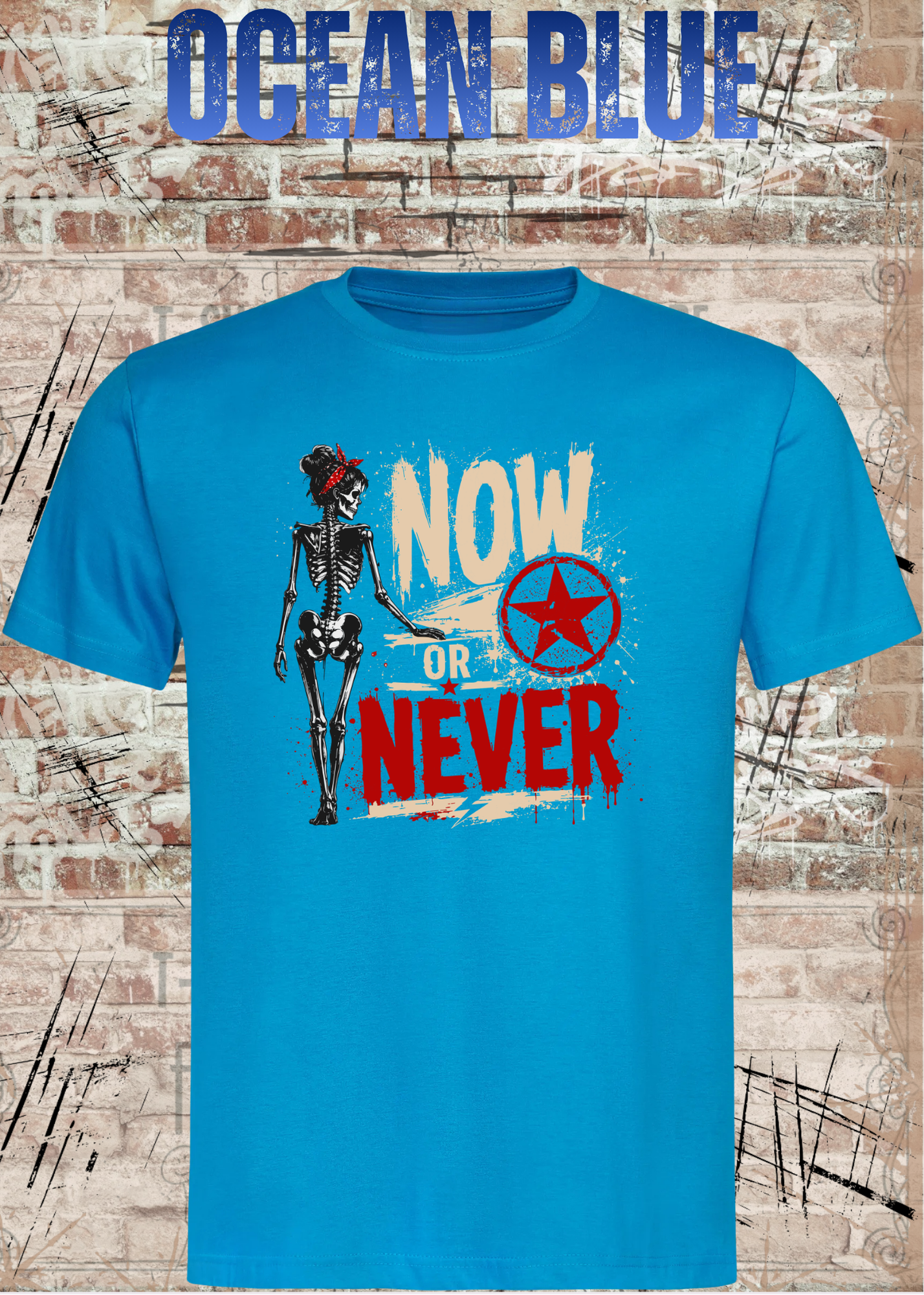 Now or Never Shirt – Rockiges Unisex T-Shirt mit Totenkopf & Vintage Grunge Design