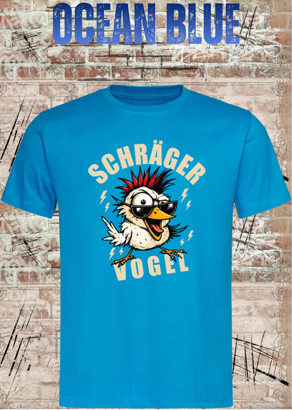 Unisex-T-Shirt „Schräger Vogel“ in Ocean Blue.