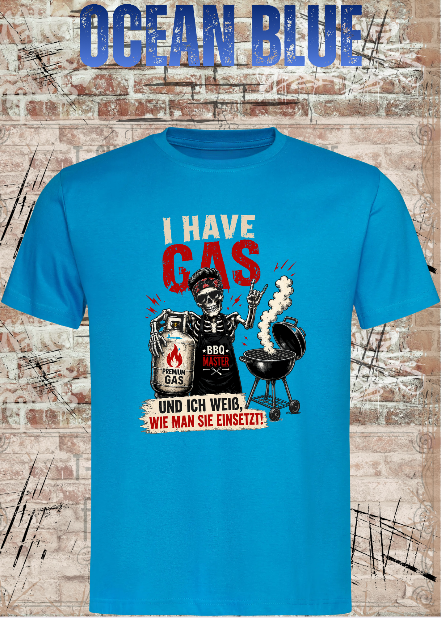 Grillmeister T-Shirt „I Have Gas“ – Skelett BBQ