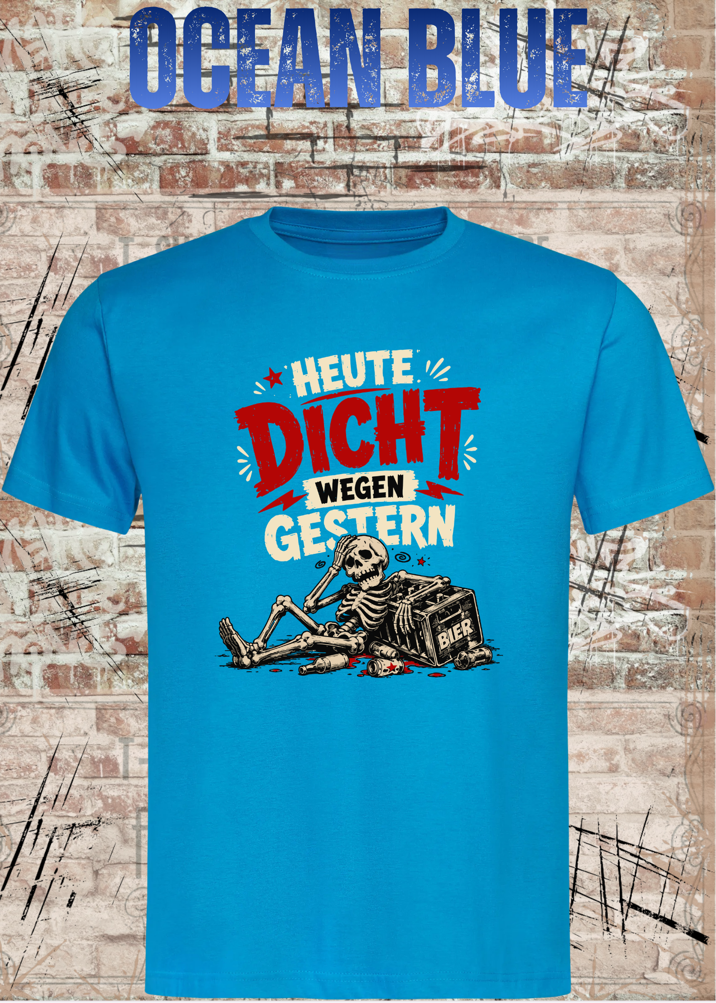 Heute dicht wegen gestern – Lustiges Party T-Shirt mit Skelett