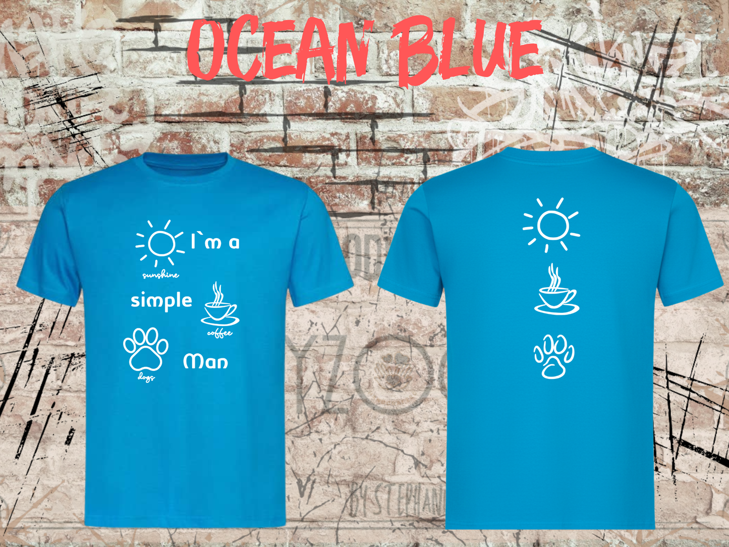 Herren T-Shirt I'm a simple Man Kaffee Sonnenschein Hunde Witziges Statement Shirt Lustiges Geschenk