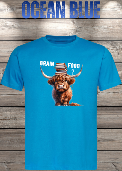 Unisex-T-Shirt „Brain Food?“ in Ocean Blue.