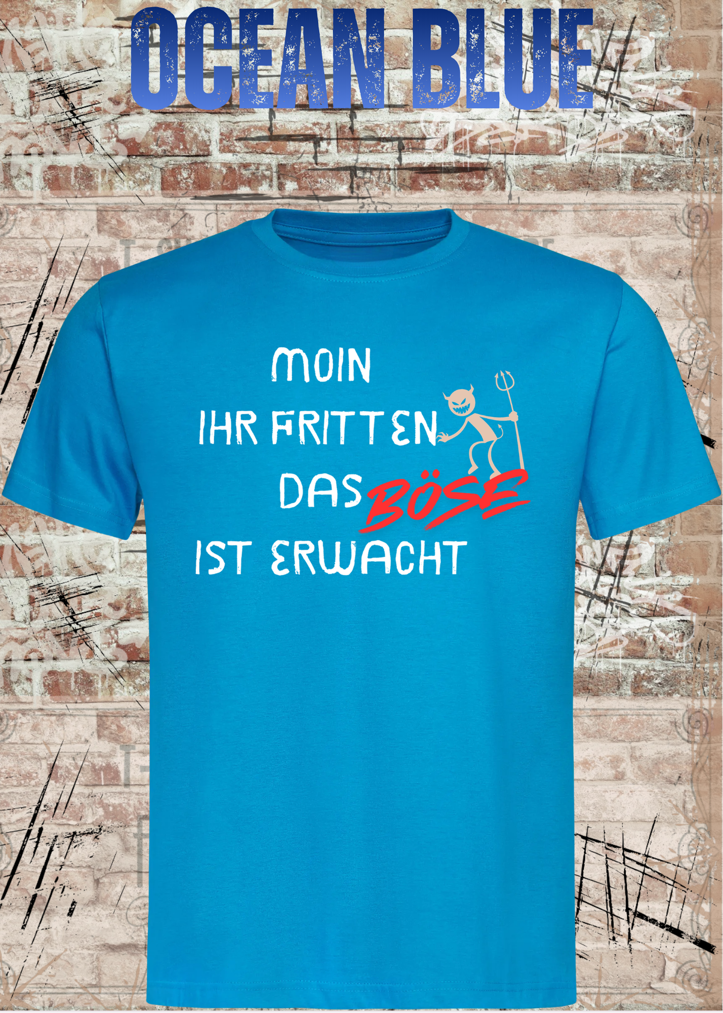 Moin Ihr Fritten das Böse ist erwacht T-Shirt – Lustiger Morgenmuffel Spruch Unisex