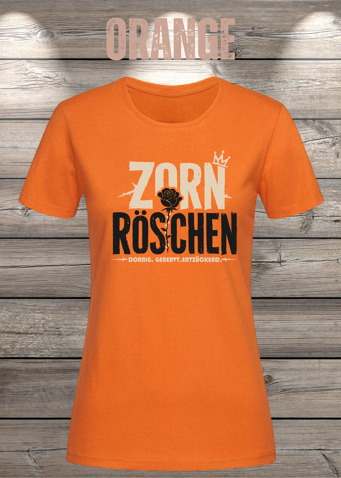 Zorn Röschen – Rockiges Damen T-Shirt mit Rose