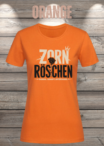 Zorn Röschen – Rockiges Damen T-Shirt mit Rose