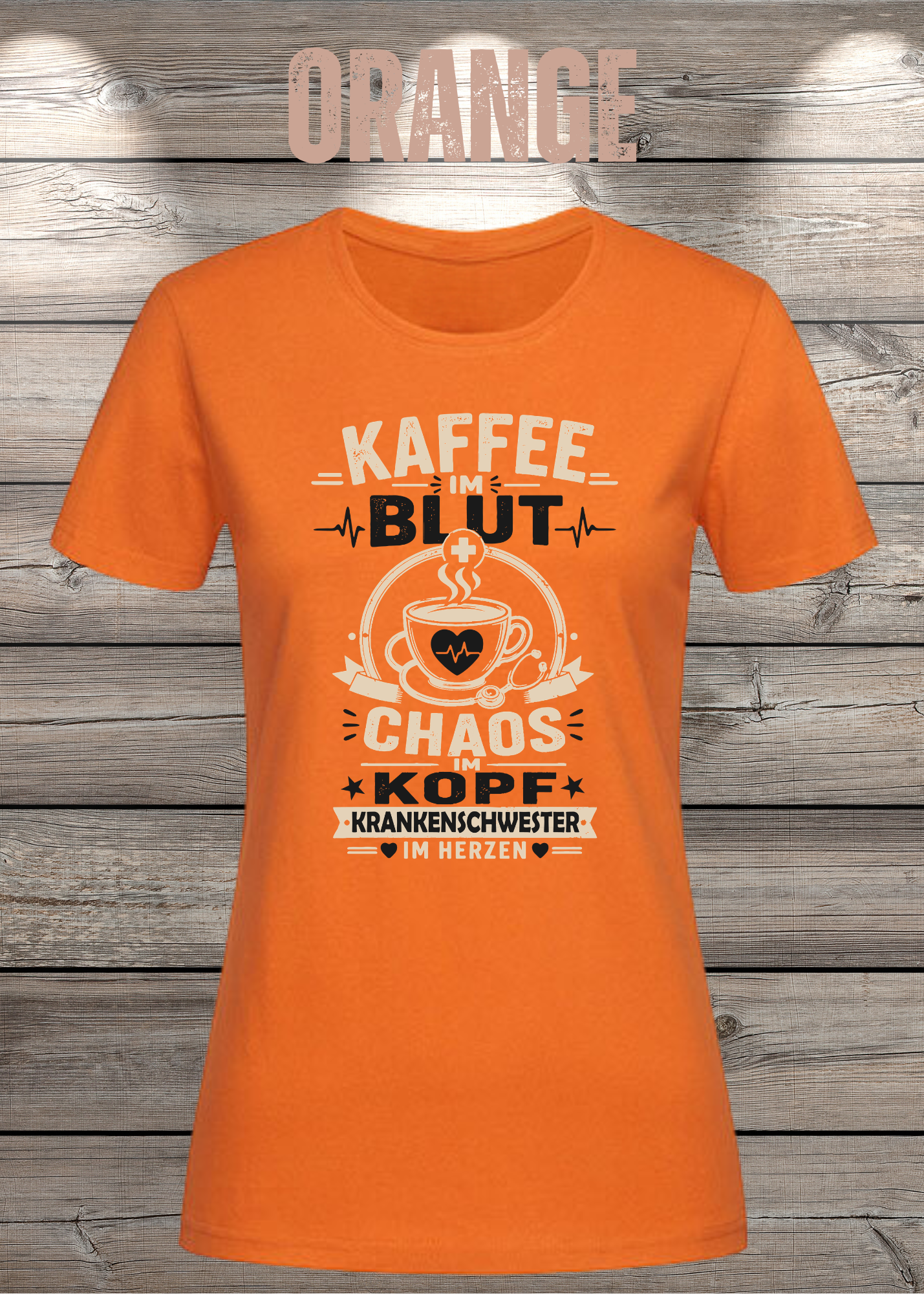 Krankenschwester T-Shirt – Kaffee im Blut, Chaos im Kopf