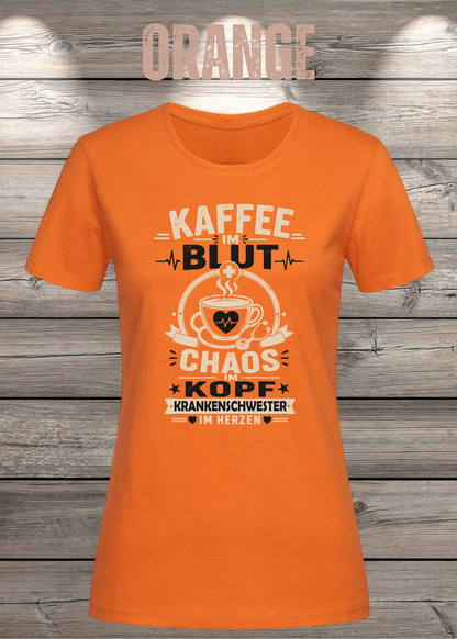 Krankenschwester T-Shirt – Kaffee im Blut, Chaos im Kopf
