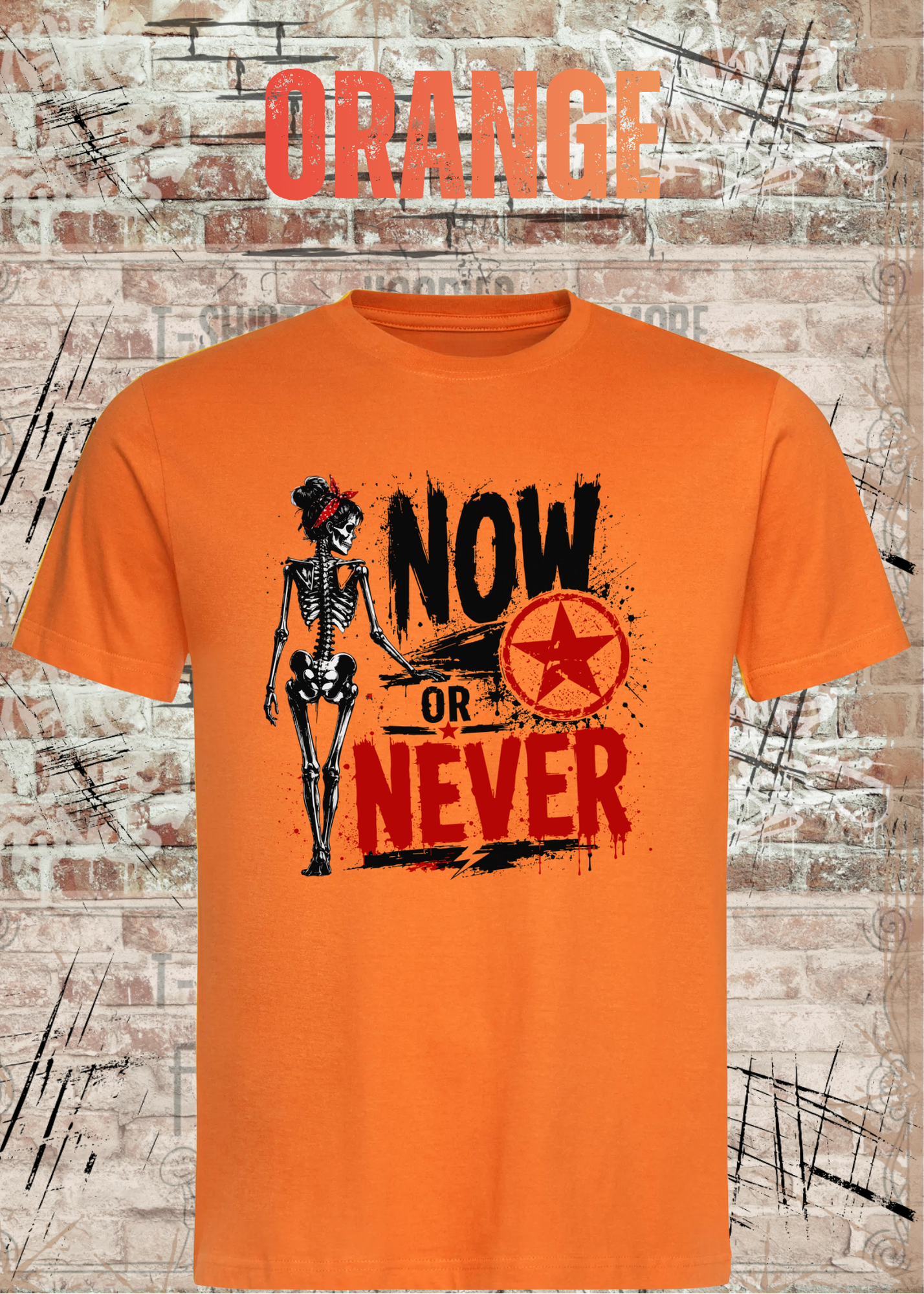Now or Never Shirt – Rockiges Unisex T-Shirt mit Totenkopf & Vintage Grunge Design