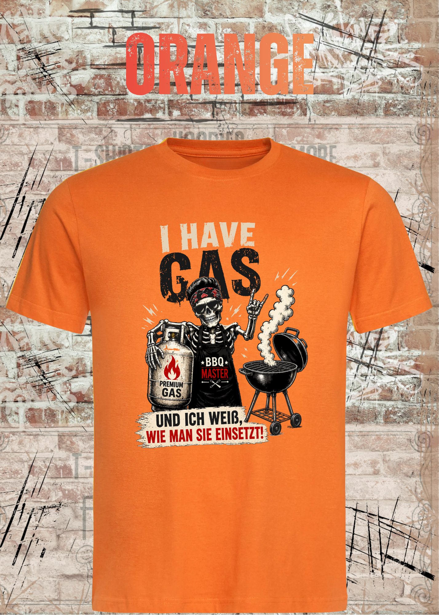 Grillmeister T-Shirt „I Have Gas“ – Skelett BBQ