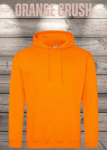 Hoodie Unisex mit Wunschmotiv bedrucken in Orange Crush.