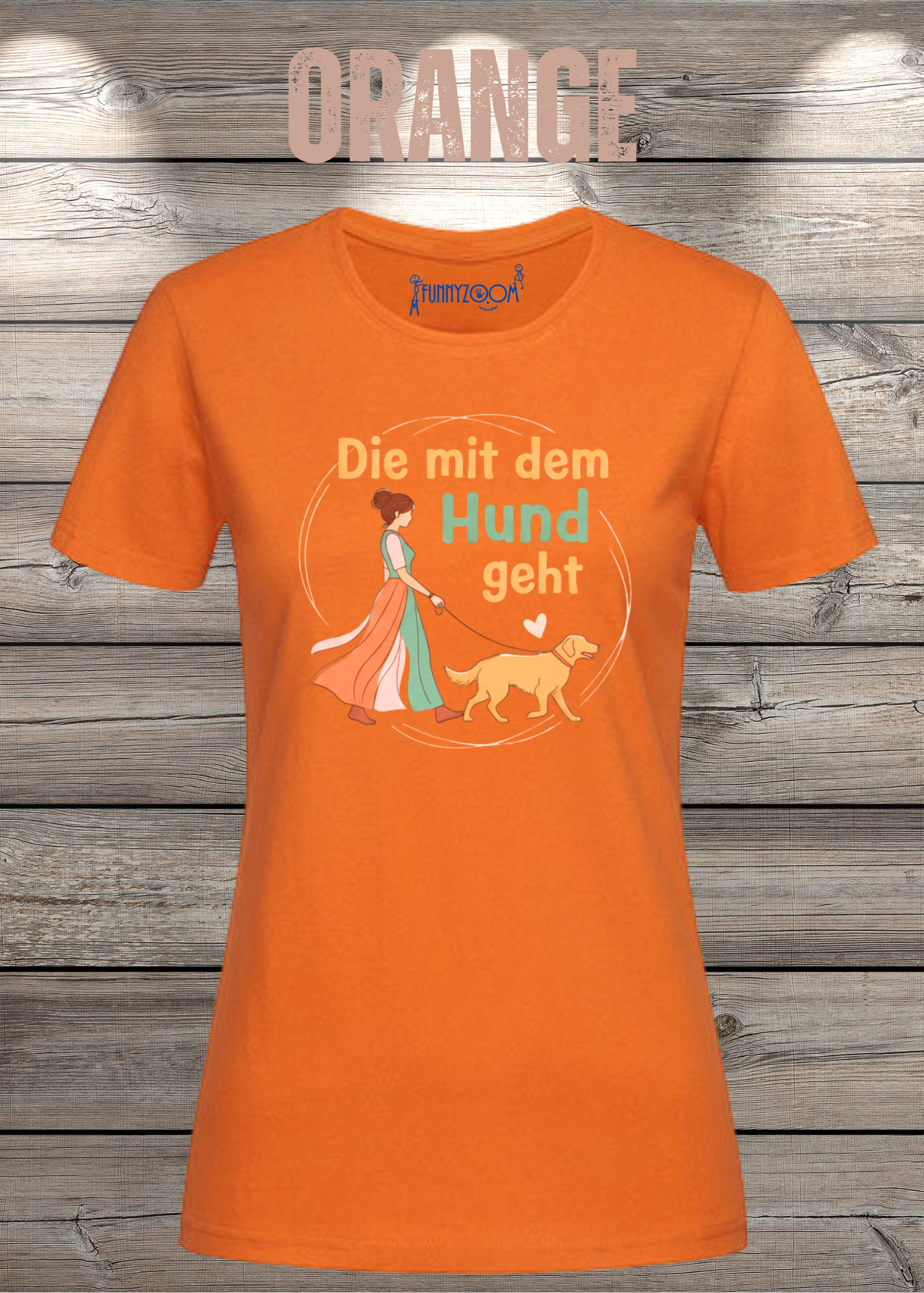 Damen T-Shirt 'Die mit dem Hund geht' - Hundeliebhaber Geschenk Gassi-Gehen