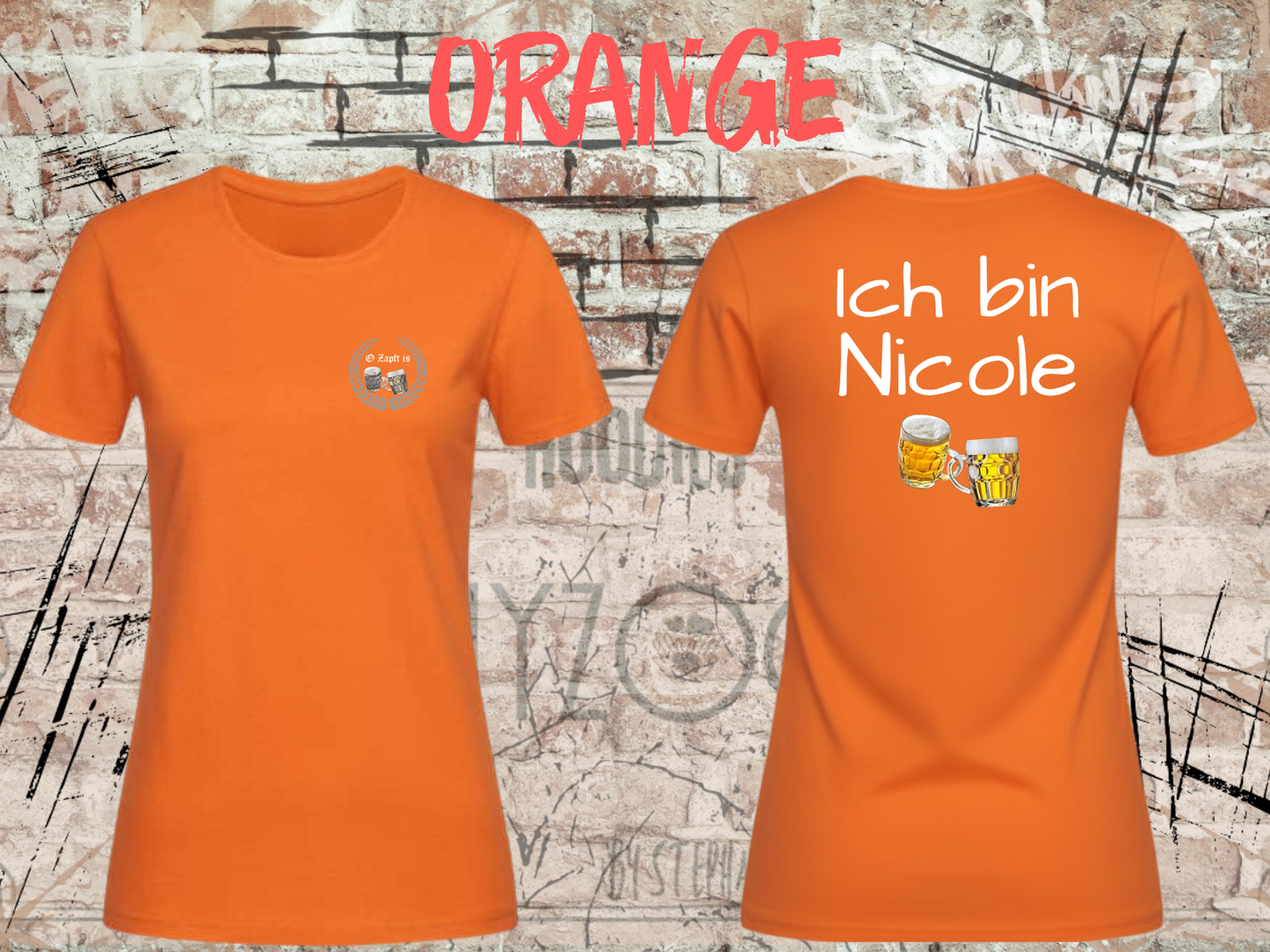 Damen T-Shirt O Zapft is / Ich bin (Name) das Partnershirt zu 'Falls ich betrunken bin, bringt mich zu (Name)Personalisierbar-Wiesn Geschenk