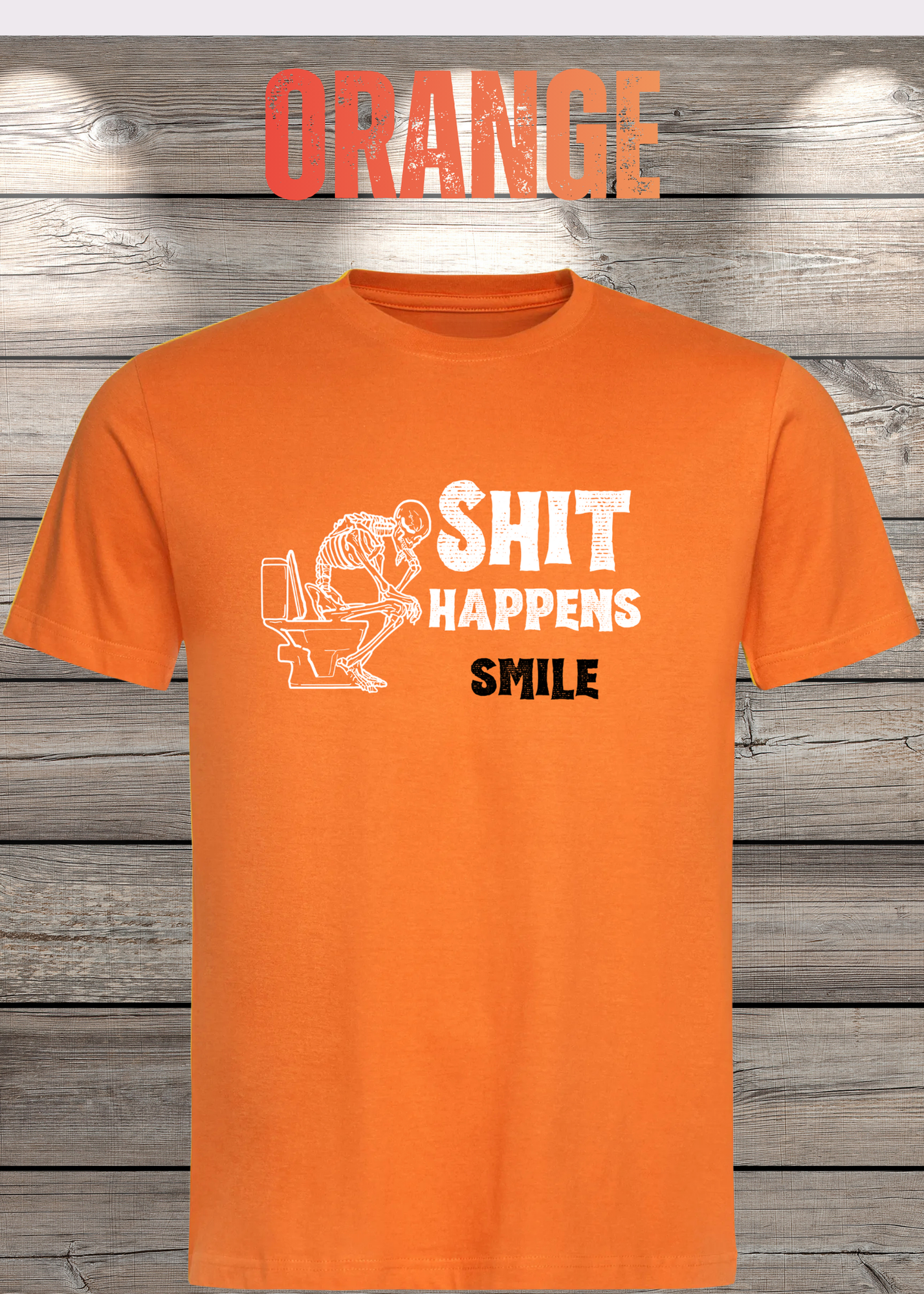T-Shirt 'Shit happens smile' - Skelett Design - Witziges Spruch T-Shirt Unisex - Geschenkidee