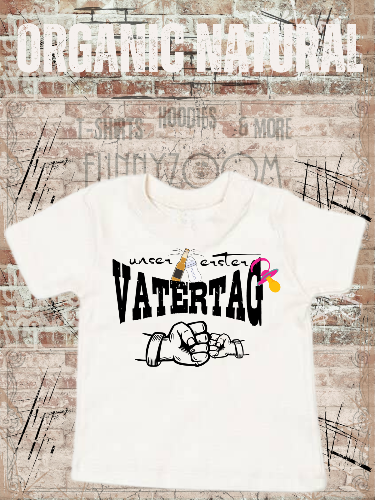 Baby Maedchen T-Shirt Unser erster Vatertag Suesse in Organic Natural.